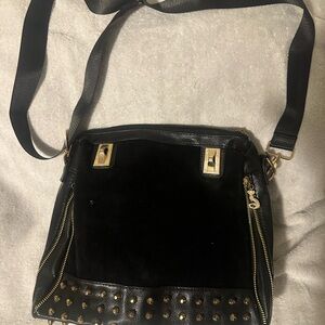 Chic Black and Gold Studded Crossbody Bag